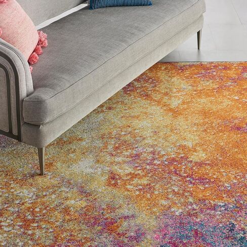 منطقة Nourison Passion Sunburst 6'7'' x 9'6'' - سجادة، حديثة، تجريدية، سهلة التنظيف، غير قابلة للتساقط، غرفة النوم، غرفة المعيشة، غرفة الطعام، المطبخ، (7 × 10 بوصة) in Saudi Arabia