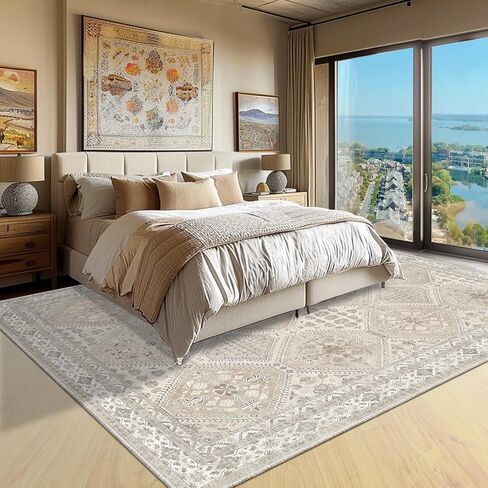 Area Rug 5x7 Bohemian Area Rugs Stain Resistant Washable Boho Rug Vintage Distressed Carpet Rugs Non Slip Low Pile Water Repellent for Living Room Bedroom Pink in Saudi Arabia