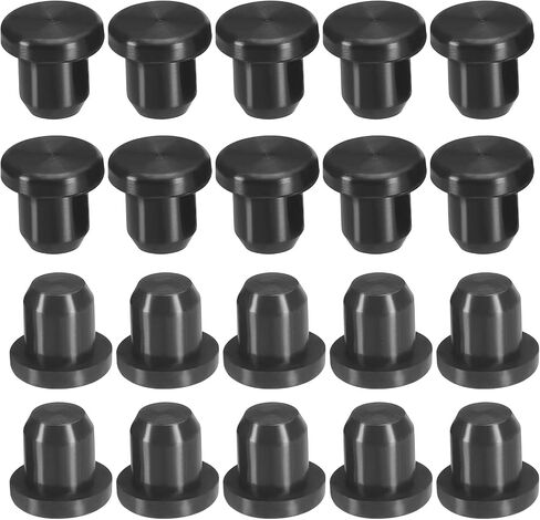PATIKIL Silicone T-Hole Stoppers 6.3mm/0.25inch, 20 Pack Soft Flexible Plug End Cover Caps Waterproof Bottle Seal Plug for Cable Gland Hole, Black in Saudi Arabia