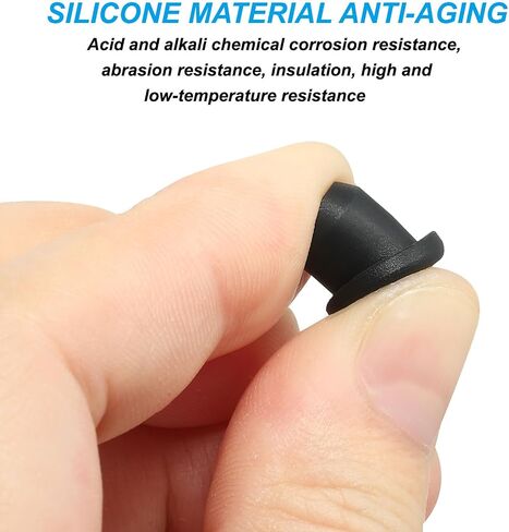 PATIKIL Silicone T-Hole Stoppers 6.3mm/0.25inch, 20 Pack Soft Flexible Plug End Cover Caps Waterproof Bottle Seal Plug for Cable Gland Hole, Black in Saudi Arabia