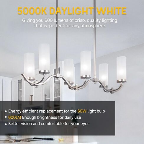 E12 60W Equivalent LED Light Bulbs, A15 6W Ceiling Fan Light Bulbs Daylight White 5000K, Candelabra Base Globe Shape LED Bulbs, Not Dimmable, 600 Lumen, Pack of 3 in Kuwait