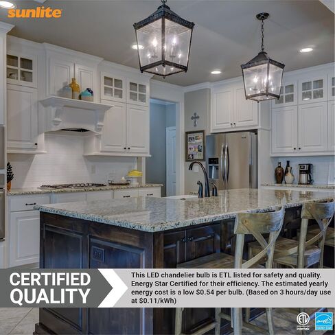 Sunlite 41639 LED B11 Clear Torpedo Tip Chandelier Light Bulb, 4.5 Watts (40W Equivalent) 300 Lumens, Candelabra E12 Base, Dimmable Energy Star and ETL Certified, 5000K Daylight, 6 Count in Kuwait
