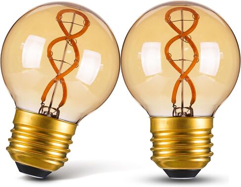 Genixgreen Dimmable E26 Amber LED Bulb Small Edison Light Bulb 25 Watt Equal 3W,G16.5/G50 Antique Globe Spiral Filament Bulb for Vanity Outdoor Light Strings,Soft White 2200K,180LM,2 Pack in Saudi Arabia