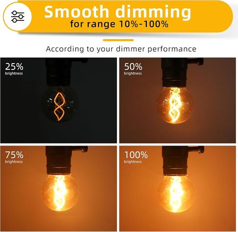 Genixgreen Dimmable E26 Amber LED Bulb Small Edison Light Bulb 25 Watt Equal 3W,G16.5/G50 Antique Globe Spiral Filament Bulb for Vanity Outdoor Light Strings,Soft White 2200K,180LM,2 Pack in Saudi Arabia