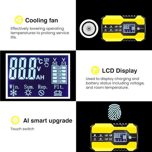 TONSIM شاحن بطارية السيارة Genius 10 أمبير شواحن بطاريات السيارات 24 فولت و 12 فولت شاحن بطارية دراجة نارية البحرية شاحن بطارية قارب تعويض درجة الحرارة - أحمر in Kuwait