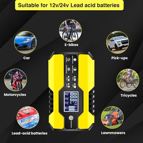 TONSIM شاحن بطارية السيارة Genius 10 أمبير شواحن بطاريات السيارات 24 فولت و 12 فولت شاحن بطارية دراجة نارية البحرية شاحن بطارية قارب تعويض درجة الحرارة - أحمر in Kuwait