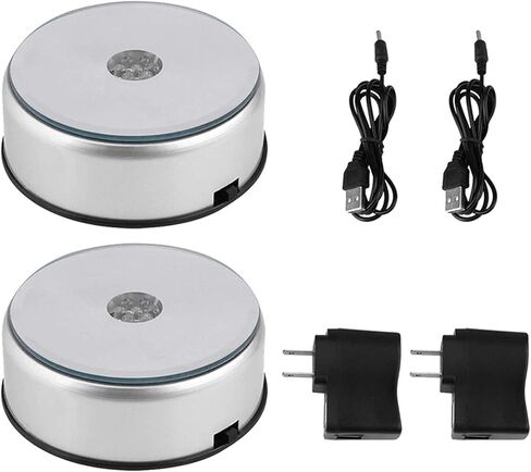 2 حزم 4 "قاعدة عرض LED لفن الزجاج البلوري ، 7 قاعدة عرض كريستال دوارة للضوء الملون مع محول تيار متردد in Kuwait