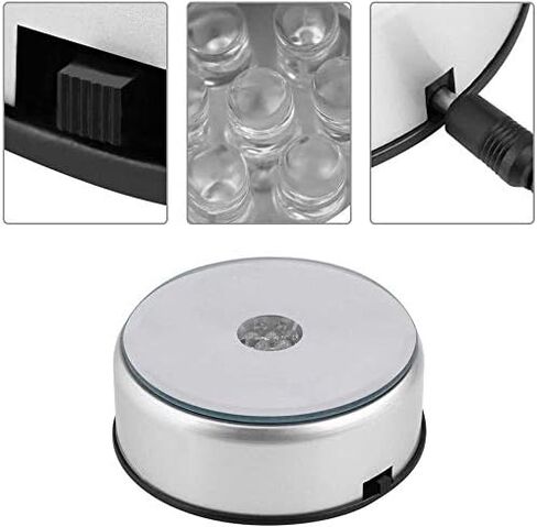 2 حزم 4 "قاعدة عرض LED لفن الزجاج البلوري ، 7 قاعدة عرض كريستال دوارة للضوء الملون مع محول تيار متردد in Kuwait
