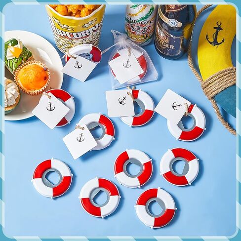 60 Set Nautical Wedding Favors, Lifesaver Bottle Opener Beach Baby Shower Bottle Opener Favors Nautical Bottle Openers Return Gifts with Anchor Tags Organza Bags 1 Roll of Twine Guests Birthday Decor in Saudi Arabia