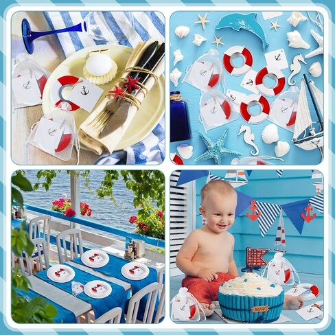 60 Set Nautical Wedding Favors, Lifesaver Bottle Opener Beach Baby Shower Bottle Opener Favors Nautical Bottle Openers Return Gifts with Anchor Tags Organza Bags 1 Roll of Twine Guests Birthday Decor in Saudi Arabia