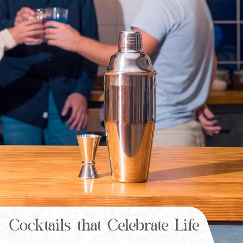 SHAKEIT 17-Piece Stainless Steel Bartender Kit with Bamboo Stand, Craft The Perfect Cocktails with Our Cocktail Shaker Set, Jigger, Muddler, Strainer, Mixing Spoon, and Accessories in Saudi Arabia