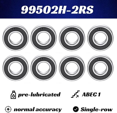 99502H-2RS محامل كروية، 5/8 x1-3/8 x0.433 بوصة 99502H-2RS محامل كروية ذات أخدود عميق محكمة الغلق مزدوجة للمحركات الدقيقة، جزازة العشب، طباعة ثلاثية الأبعاد (عبوة من 8) in Kuwait