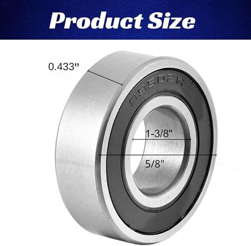 99502H-2RS محامل كروية، 5/8 x1-3/8 x0.433 بوصة 99502H-2RS محامل كروية ذات أخدود عميق محكمة الغلق مزدوجة للمحركات الدقيقة، جزازة العشب، طباعة ثلاثية الأبعاد (عبوة من 8) in Kuwait