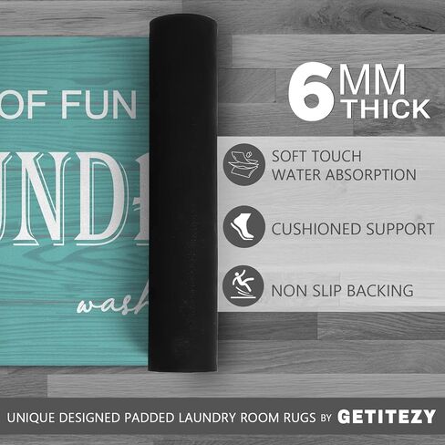 Laundry Room Rug Non Slip Laundry Mat for Laundry Room Decor Washable Area Rugs for Laundry Room, Bathroom, Washroom, Kitchen, 17"x47", Teal in Saudi Arabia