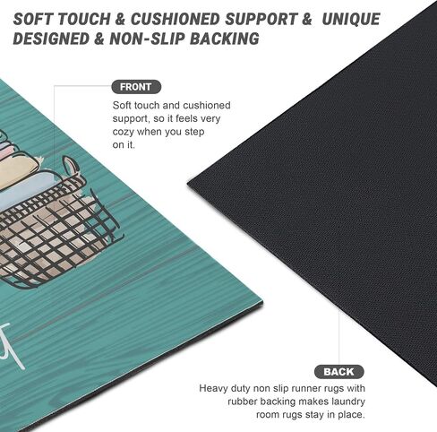 Laundry Room Rug Non Slip Laundry Mat for Laundry Room Decor Washable Area Rugs for Laundry Room, Bathroom, Washroom, Kitchen, 17"x47", Teal in Saudi Arabia