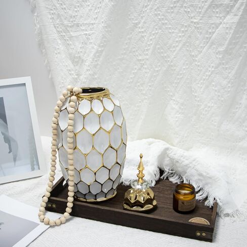 Decorative Ceramic Jar with Lid, Ginger Jar Design, Gold and White, (Large) in Saudi Arabia