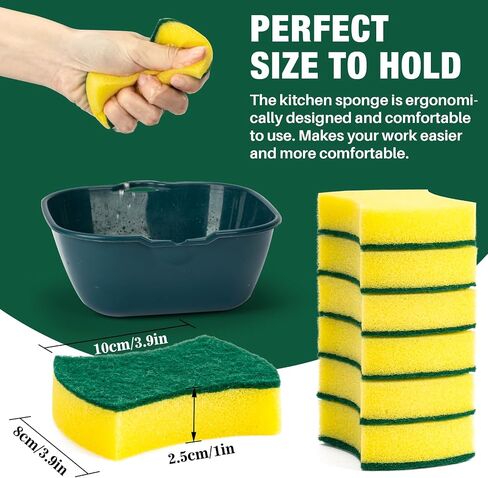 18PCS Heavy Duty Scrub Sponge - Dish Scrubber Sponge Non Scratch Double Sided Reusable Cleaning Scouring Sponge for Kitchen Dishes, Pots, Pans, Sink Bulk Household Cleaning Sponges. in Saudi Arabia