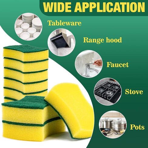 18PCS Heavy Duty Scrub Sponge - Dish Scrubber Sponge Non Scratch Double Sided Reusable Cleaning Scouring Sponge for Kitchen Dishes, Pots, Pans, Sink Bulk Household Cleaning Sponges. in Saudi Arabia