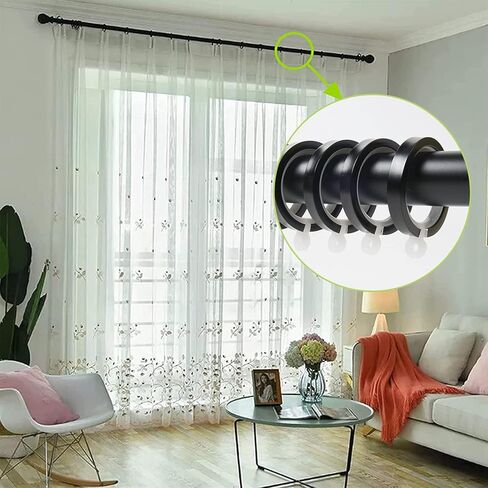 حلقات ستائر، 36 قطعة من حلقات ستائر سبائك الألومنيوم السوداء مع حلقات ستائر مقاومة للصدأ مع حلقات ستائر ذات فتحات لدبابيس خطاف الستارة، القطر الداخلي - 35 مم in Kuwait