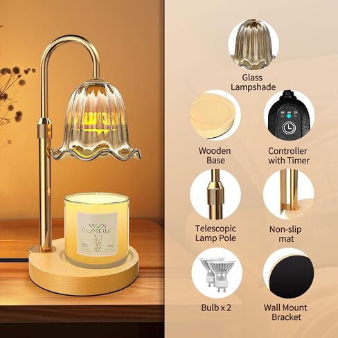 Candle Warmer Lamp, Electric Candle Lamp with Timer, Mothers Day Birthday Gift for Mom, New Home Gifts House Bedroom Warming & Decor, Dimmable Wall Mount Wax Melt Warmer for Scented Candle in Saudi Arabia