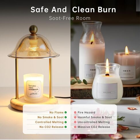 Candle Warmer Lamp with Bulbs, Dimmable Electric Candle Lamp with Timer, Adjustable Height, Wax Melting Warmer Compatible with Large Jar Candles, Home Decor Gifts in Saudi Arabia