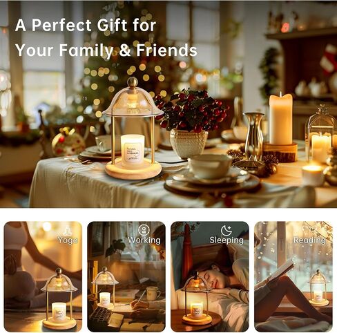 Candle Warmer Lamp with Bulbs, Dimmable Electric Candle Lamp with Timer, Adjustable Height, Wax Melting Warmer Compatible with Large Jar Candles, Home Decor Gifts in Saudi Arabia