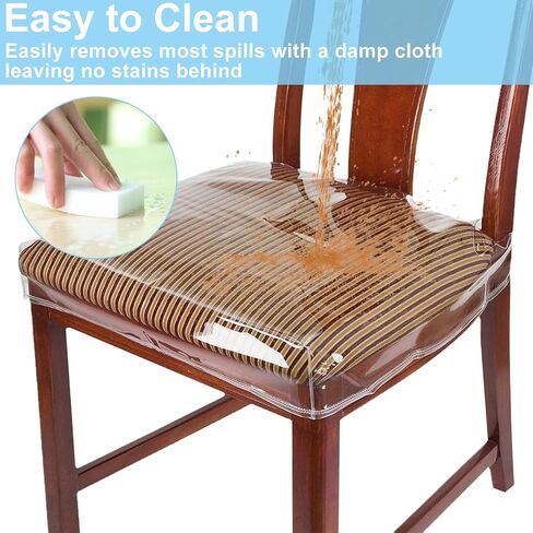 6PCS Plastic Chair Covers for Dining Chairs, Plastic Seat Covers with Adjustable Belt Strap, Plastic Dining Chair Covers, Stain, Water and Kitty Scratch Resistant, 17 "D x 22 "W x 4 "H in Saudi Arabia