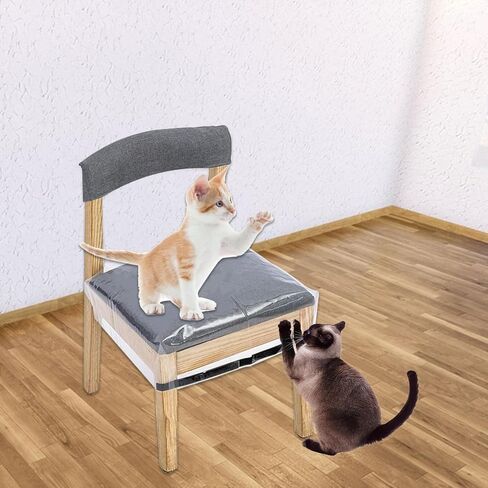 6PCS Plastic Chair Covers for Dining Chairs, Plastic Seat Covers with Adjustable Belt Strap, Plastic Dining Chair Covers, Stain, Water and Kitty Scratch Resistant, 17 "D x 22 "W x 4 "H in Saudi Arabia