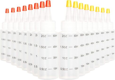 Youngever Set of 16 Plastic Squeeze Condiment Bottles with Tip Cap, HDPE Squeeze Condiment Bottles for Crafts, Food Art, Glue, Henna (2 Ounce) in Saudi Arabia