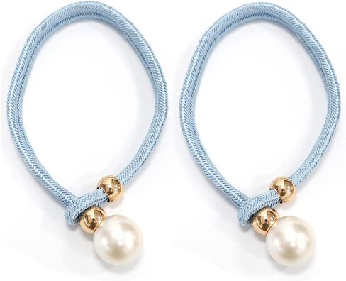 2Pcs Pearl Curtain Tiebacks, Modern Simple Style Drape Tie Backs Drape Pearl Tiebacks Decorative Holders Ropes Curtain Tie Backs with Fasten Ring for Window Drapery (Baby Blue) in Saudi Arabia