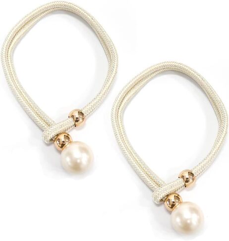 2Pcs Pearl Curtain Tiebacks, Modern Simple Style Drape Tie Backs Drape Pearl Tiebacks Decorative Holders Ropes Curtain Tie Backs with Fasten Ring for Window Drapery (Baby Blue) in Saudi Arabia