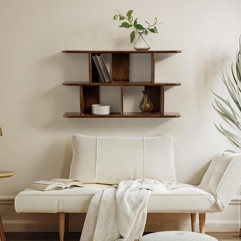 Kate and Laurel Madero Transitional Solid Wood Wall Shelf, 30 x 6 x 17, Walnut Brown, Modern Small Bookshelf for Use as Living Room Display Shelf or Over Toilet Storage Shelf in Saudi Arabia