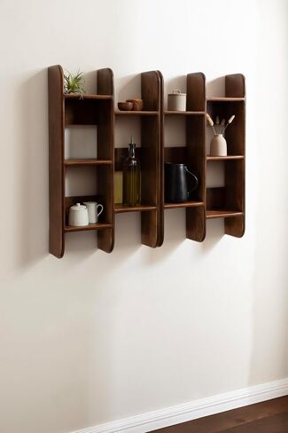 Kate and Laurel Madero Transitional Solid Wood Wall Shelf, 30 x 6 x 17, Walnut Brown, Modern Small Bookshelf for Use as Living Room Display Shelf or Over Toilet Storage Shelf in Saudi Arabia