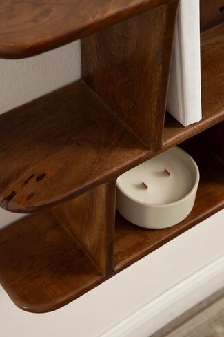 Kate and Laurel Madero Transitional Solid Wood Wall Shelf, 30 x 6 x 17, Walnut Brown, Modern Small Bookshelf for Use as Living Room Display Shelf or Over Toilet Storage Shelf in Saudi Arabia