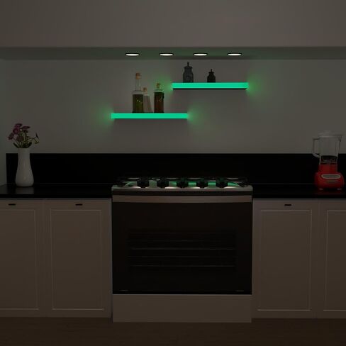 Glow in Dark Floating Shelves 2 Pack 24 inch, Modern Wall Shelves for Living Room, Kitchen, Bedroom, Bathroom, Office, Display Storage, 2 Black Floating Wall Shelves for Wall Decor in Saudi Arabia
