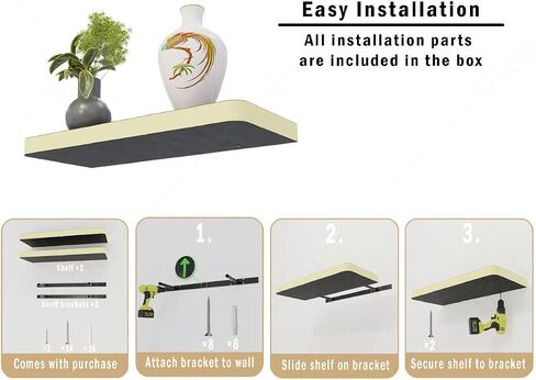 Glow in Dark Floating Shelves 2 Pack 24 inch, Modern Wall Shelves for Living Room, Kitchen, Bedroom, Bathroom, Office, Display Storage, 2 Black Floating Wall Shelves for Wall Decor in Saudi Arabia