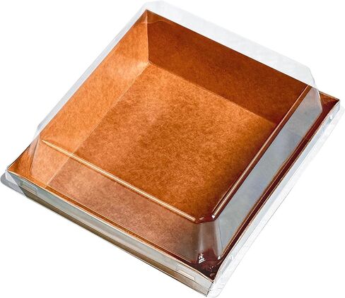 صندوق فحم مربع بني مقاس 5 بوصات مع أغطية شفافة، 30 عبوة، صناديق آمنة للمخبز من الورق المقوى كرافت مقاس 5.4 × 5 بوصات لصناديق الحلوى الصغيرة، حاوية شرائح كعكة الساندويتش الورقية من بينتو، عبوة من 30 قطعة in Kuwait