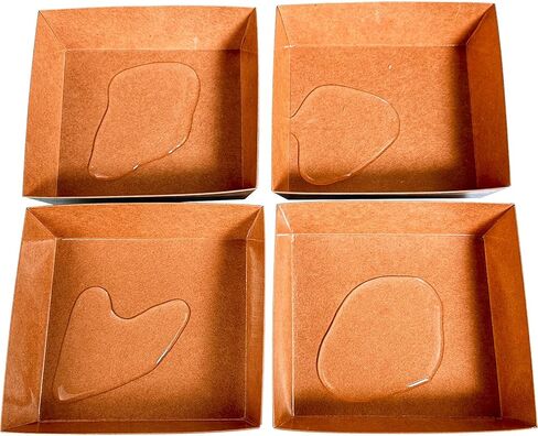 صندوق فحم مربع بني مقاس 5 بوصات مع أغطية شفافة، 30 عبوة، صناديق آمنة للمخبز من الورق المقوى كرافت مقاس 5.4 × 5 بوصات لصناديق الحلوى الصغيرة، حاوية شرائح كعكة الساندويتش الورقية من بينتو، عبوة من 30 قطعة in Kuwait