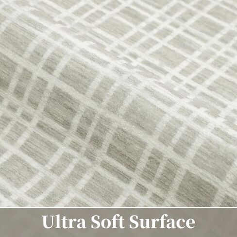 Zacoo Runner Rug 2x6 Washable Rugs Plaid Area Rug Modern Rug Runner Farmhouse Entry Rug Soft Rugs for Bedroom Aesthetic Grid Carpet Non Slip Rug for Hallway Bathroom Rugs Greenish Grey 2'x6' in Saudi Arabia