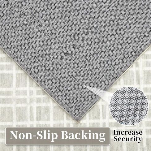 Zacoo Runner Rug 2x6 Washable Rugs Plaid Area Rug Modern Rug Runner Farmhouse Entry Rug Soft Rugs for Bedroom Aesthetic Grid Carpet Non Slip Rug for Hallway Bathroom Rugs Greenish Grey 2'x6' in Saudi Arabia