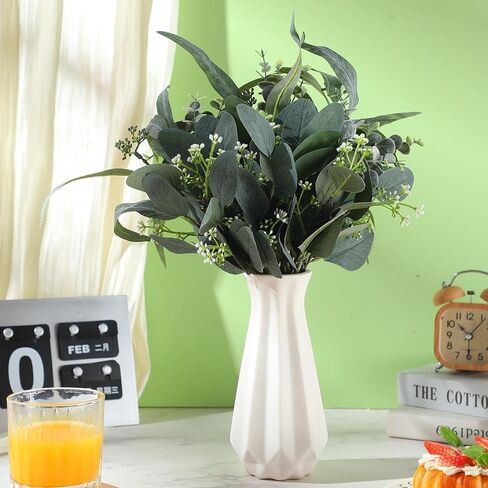 Crowye 40 Pcs Mixed Artificial Eucalyptus Leaves Stems Artificial Greenery Stems Silver Dollar Eucalyptus Leaves Picks for Home Farmhouse Wedding Decoration Bouquet Flower Arrangement Vase Branches in Saudi Arabia