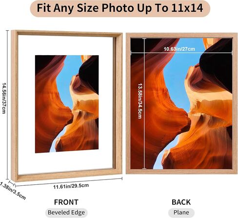 5x7 Floating Picture Frames Set of 2, Double Glass Photo Frame Wooden Frame for Wall Mount or Tabletop Displays for 3x5, 4x6 inch Pictures, Plane Edge Frames, Black in Saudi Arabia