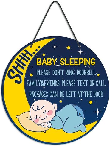 Putuo Decor Dont Ring Doorbell Sign Cute Baby Sleeping Door Sign for Front Door PVC Round Shhh Baby Is Sleeping Do Not Knock or Ring Doorbell Door Hanger for Home Baby Room Nursery Kindergarten Decor in Saudi Arabia