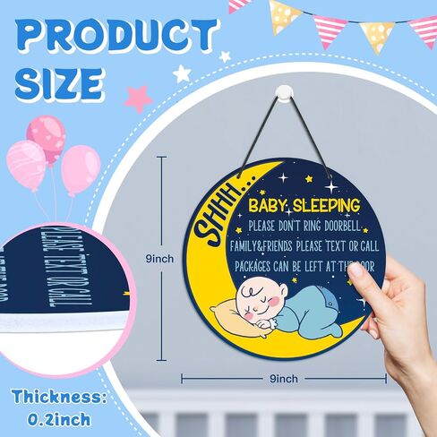 Putuo Decor Dont Ring Doorbell Sign Cute Baby Sleeping Door Sign for Front Door PVC Round Shhh Baby Is Sleeping Do Not Knock or Ring Doorbell Door Hanger for Home Baby Room Nursery Kindergarten Decor in Saudi Arabia