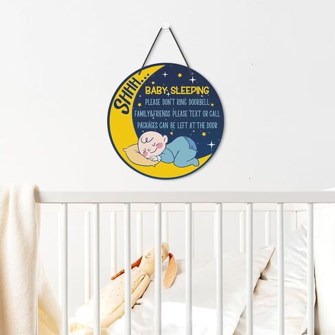 Putuo Decor Dont Ring Doorbell Sign Cute Baby Sleeping Door Sign for Front Door PVC Round Shhh Baby Is Sleeping Do Not Knock or Ring Doorbell Door Hanger for Home Baby Room Nursery Kindergarten Decor in Saudi Arabia