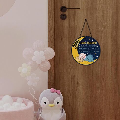 Putuo Decor Dont Ring Doorbell Sign Cute Baby Sleeping Door Sign for Front Door PVC Round Shhh Baby Is Sleeping Do Not Knock or Ring Doorbell Door Hanger for Home Baby Room Nursery Kindergarten Decor in Saudi Arabia