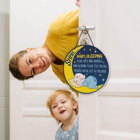 Putuo Decor Dont Ring Doorbell Sign Cute Baby Sleeping Door Sign for Front Door PVC Round Shhh Baby Is Sleeping Do Not Knock or Ring Doorbell Door Hanger for Home Baby Room Nursery Kindergarten Decor in Saudi Arabia