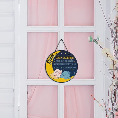 Putuo Decor Dont Ring Doorbell Sign Cute Baby Sleeping Door Sign for Front Door PVC Round Shhh Baby Is Sleeping Do Not Knock or Ring Doorbell Door Hanger for Home Baby Room Nursery Kindergarten Decor in Saudi Arabia