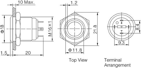 مفتاح ضغط مؤقت ثلاثي الألوان (RGB) مقاس 16 مم، حلقة LED مضيئة 12 فولت، غلاف من الألومنيوم مقاوم للماء (عبوة من قطعتين) (أسود) in Kuwait
