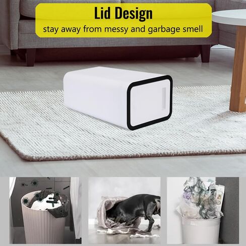 Bathroom Trash Can with Lid, 2 Pack Slim Garbage Can with Pop-Up Lid, Small Waste Basket Pet-Proof for Kitchen, Bedroom, Living Room, Office (4 Gallons / 15L + 2.6 Gallons / 10L, Black) in Kuwait